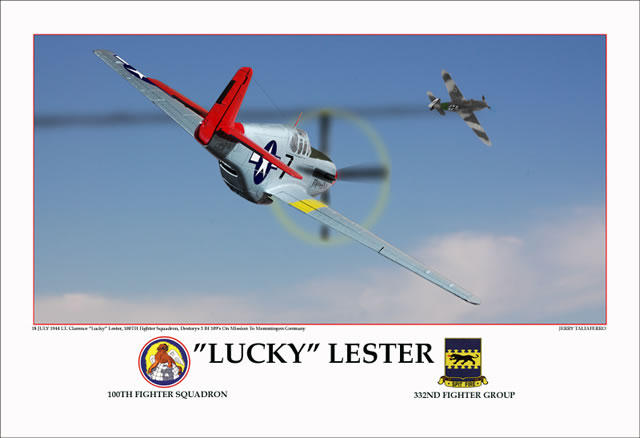 "Lucky Lester" Tuskegee Airmen P-51 Print by Jerry Taliaferro